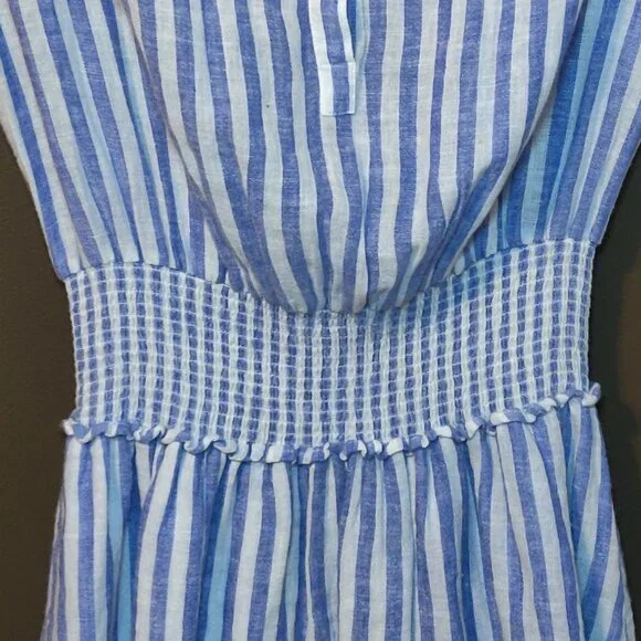 Rails Angelina Borocay Stripe Smocked Waist Linen Blend Dress SIZE XS - Picture 3 of 8